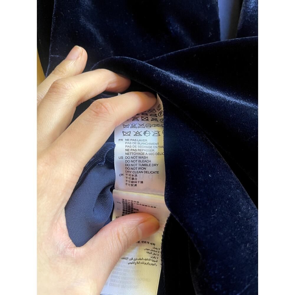 Sandro Paris Velvet Embroidered Ruffle Collar Mini Dress Navy Blue Size 1 (S) - Picture 7 of 9